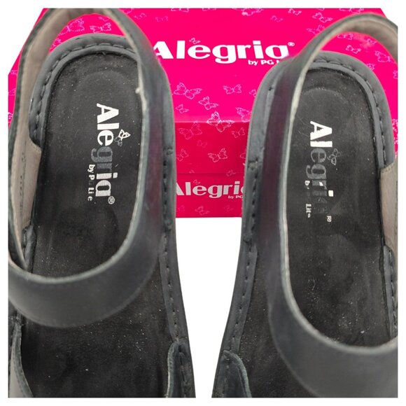 Alegria by PG Lite Sandals Womens 10.5 Wide Vienna Ankle Strap Black Leather - Picture 4 of 15